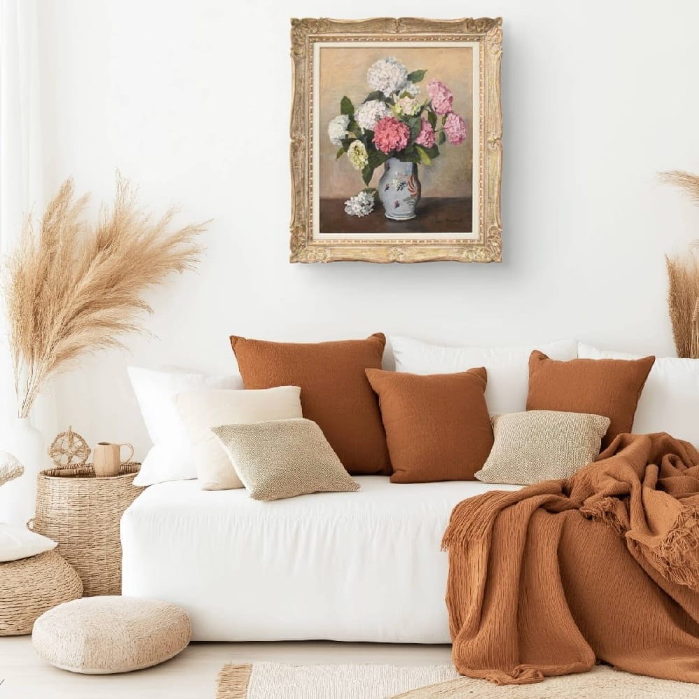 QF775 2a antique floral painting flower oil still life art deco